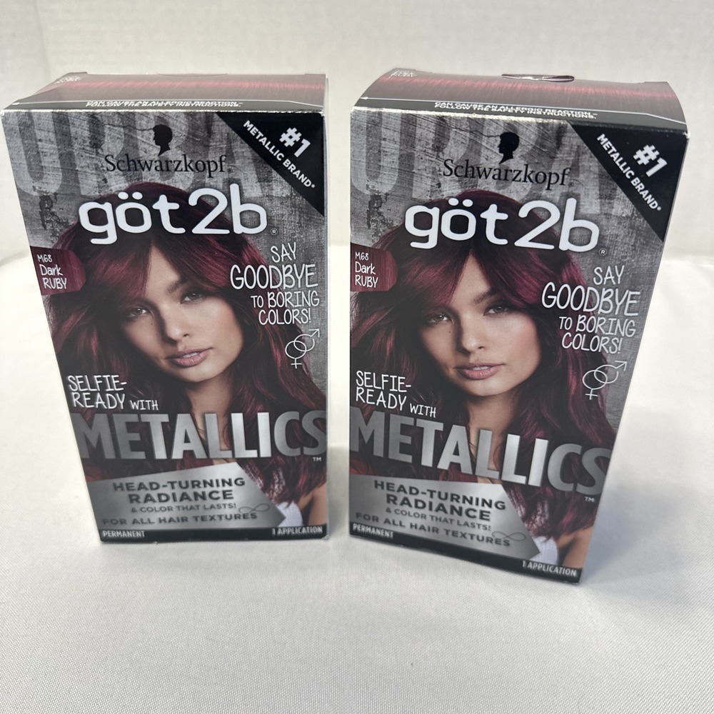 Schwarzkopf Got2b Metallics Permanent‎ Hair Color M68 Dark Ruby (Lot of 2)